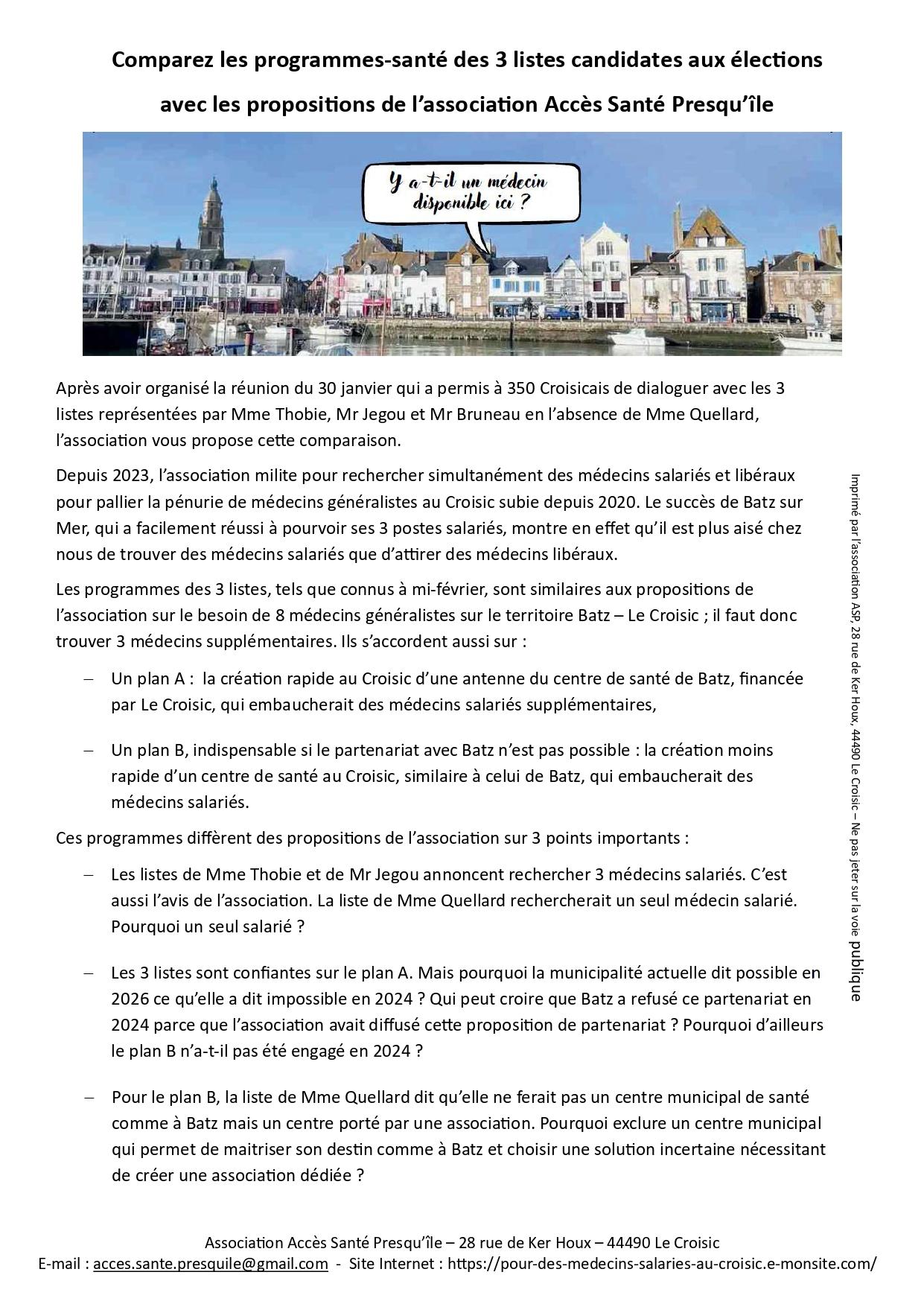 Tract comparaison programmes